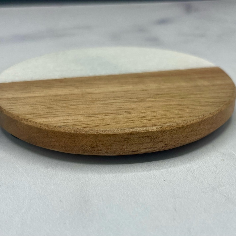 Set of 4 marble & wood coasters - Picture 5 of 9